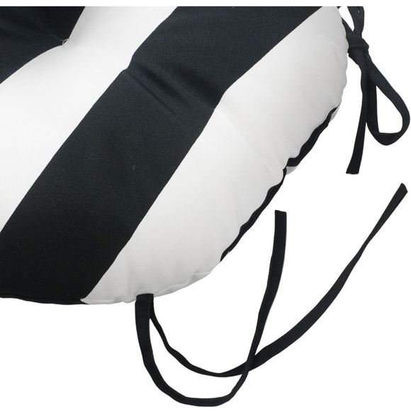 Outdoor Round Bistro Seat Cushion w/Ties, Fluffy Tufted Patio Chair Pad15"x15"x4 - Picture 3 of 4